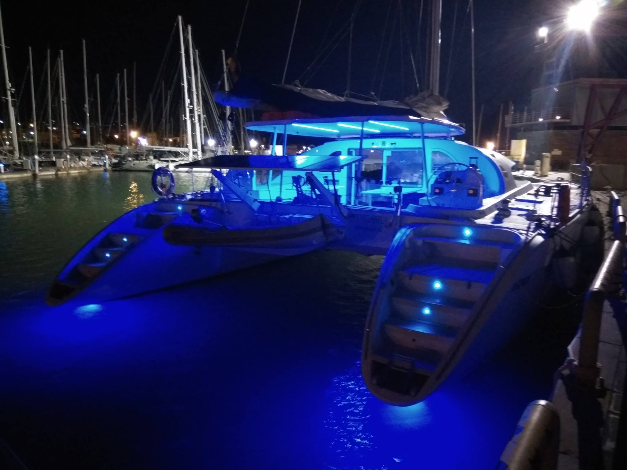 Boat lights at night
