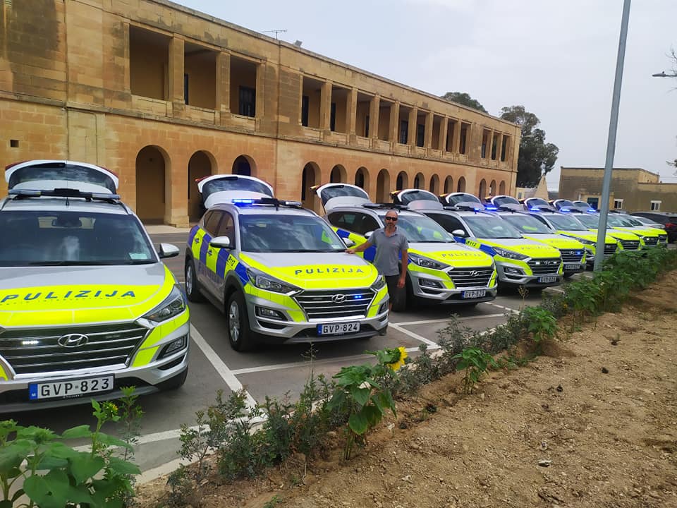 Police cars on show
