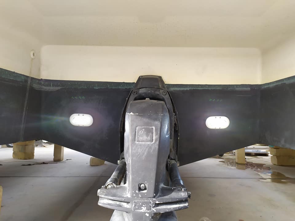 Rear lights on boat